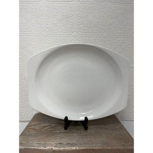Vintage White J&G Meakin Ironstone Platter Hanley, England 14X11 Rare Shape